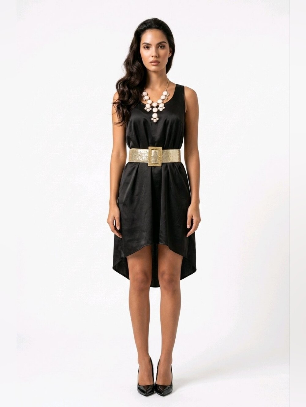 Modern high/low black dress